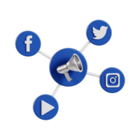 3d social medios de comunicación márketing con transparente fondo, márketing y publicidad png