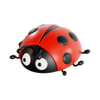 3d ladybug with transparent background, spring season 3d set png