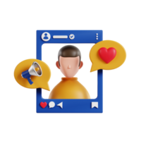 3d social media influencer with transparent background, marketing and advertising png