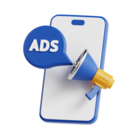 3d mobile marketing with transparent background, marketing and advertising png