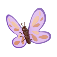 3d butterfly with transparent background, spring season 3d set png