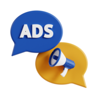 3d ads chat with transparent background, marketing and advertising png