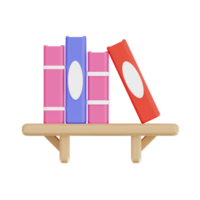 3d bookshelf with transparent background, library 3d icon set png