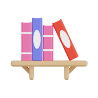 3d estante para libros con transparente fondo, biblioteca 3d icono conjunto png