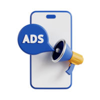 3d mobile marketing with transparent background, marketing and advertising png