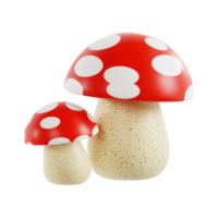 3d mushroom with transparent background, spring season 3d set png