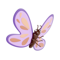 3d butterfly with transparent background, spring season 3d set png