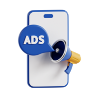 3d mobile marketing with transparent background, marketing and advertising png