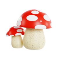 3d mushroom with transparent background, spring season 3d set png