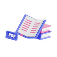 3d libro PDF con trasparente sfondo, biblioteca 3d icona impostato png