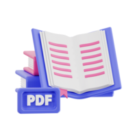 3d libro PDF con trasparente sfondo, biblioteca 3d icona impostato png