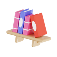 3d estante para libros con transparente fondo, biblioteca 3d icono conjunto png