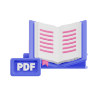 3d libro PDF con trasparente sfondo, biblioteca 3d icona impostato png