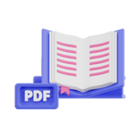 3d libro pdf con transparente fondo, biblioteca 3d icono conjunto png