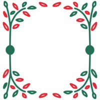 Kerstmis krans kader met rood en groen bladeren png