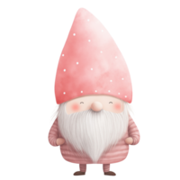 AI generated pink cute gnome  illustration for valentine's day and holiday cards png