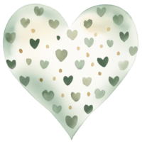 ai generato verde pastello boho cuore e polka puntini su isolato sfondo. png