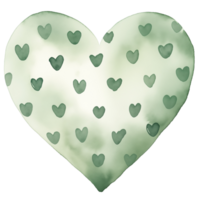 AI generated Green Pastel Boho Heart and Polka Dots on isolated background. png