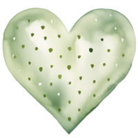 AI generated Green Pastel Boho Heart and Polka Dots on isolated background. png