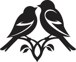 Duet Delight Vector Lovebird Emblem Couples Elegance Artistic Love Duo Icon