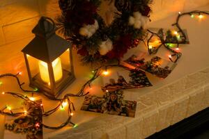 Christmas wreath garland illuminate decoration. photo