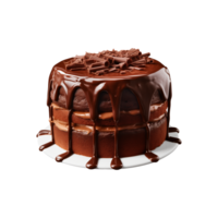 AI generated sweet and tasty chocolate cake isolated on a transparent background, cut out, PNG