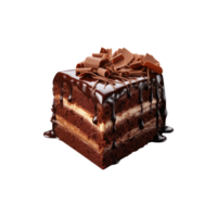 AI generated sliced sweet and tasty chocolate cake isolated on a transparent background, cut out, PNG