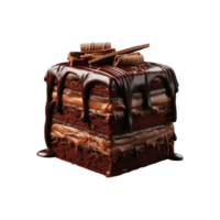 AI generated sliced sweet and tasty chocolate cake isolated on a transparent background, cut out, PNG