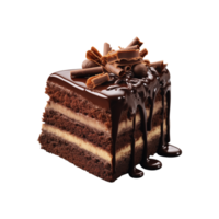 AI generated sliced sweet and tasty chocolate cake isolated on a transparent background, cut out, PNG