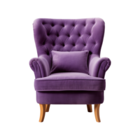 ai generiert komfortabel lila Sessel isoliert auf ein transparent Hintergrund. Innere Element, png