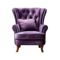 ai gegenereerd comfortabel Purper fauteuil geïsoleerd Aan een transparant achtergrond. interieur element, PNG