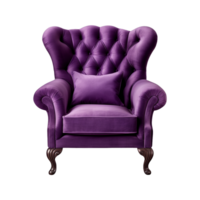 ai generiert komfortabel lila Sessel isoliert auf ein transparent Hintergrund. Innere Element, png