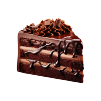 AI generated sliced sweet and tasty chocolate cake isolated on a transparent background, cut out, PNG