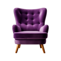 AI generated Comfortable purple armchair isolated on a transparent background. Interior element, PNG