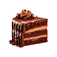 AI generated sliced sweet and tasty chocolate cake isolated on a transparent background, cut out, PNG