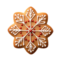 AI generated Christmas homemade gingerbread cookie isolated on a transparent background, PNG