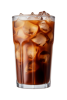 ai generado un vaso de con hielo café aislado en un transparente fondo, png