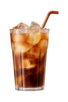 AI generated a glass of iced coffee isolated on a transparent background, PNG