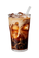 ai generado un vaso de con hielo café aislado en un transparente fondo, png