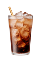 ai generado un vaso de con hielo café aislado en un transparente fondo, png