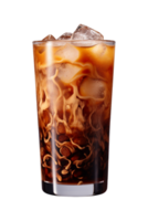 ai generado un vaso de con hielo café aislado en un transparente fondo, png