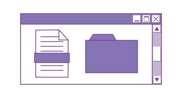 Desktop interface window with files in y2k style. Old computer aesthetics from the 90s, 00s vector