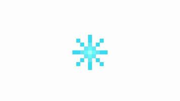 Pixel snowflake animation on white background for christmas video