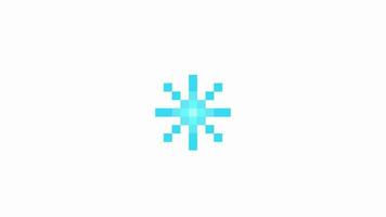 Pixel snowflake animation on white background for christmas video