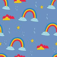 Seamless abstract pattern with hand drawn rainbows vector