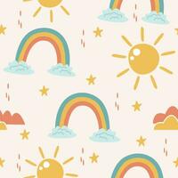 Seamless abstract pattern with hand drawn rainbows vector