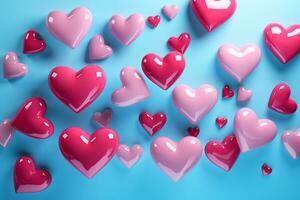 AI Generated Rendered 3d Hearts Images front view photo