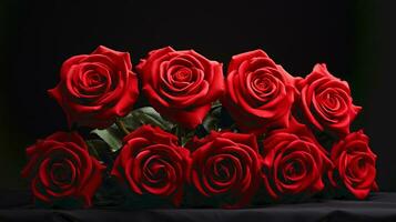 AI Generated close up on red roses photo