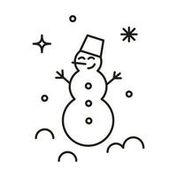 Christmas snowman, new year decoration flat line icon. Winter holidays vector illustration. Sign of happy character