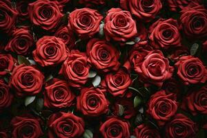 AI Generated Beautiful red rose bouqet. Flower composition for valentines day photo